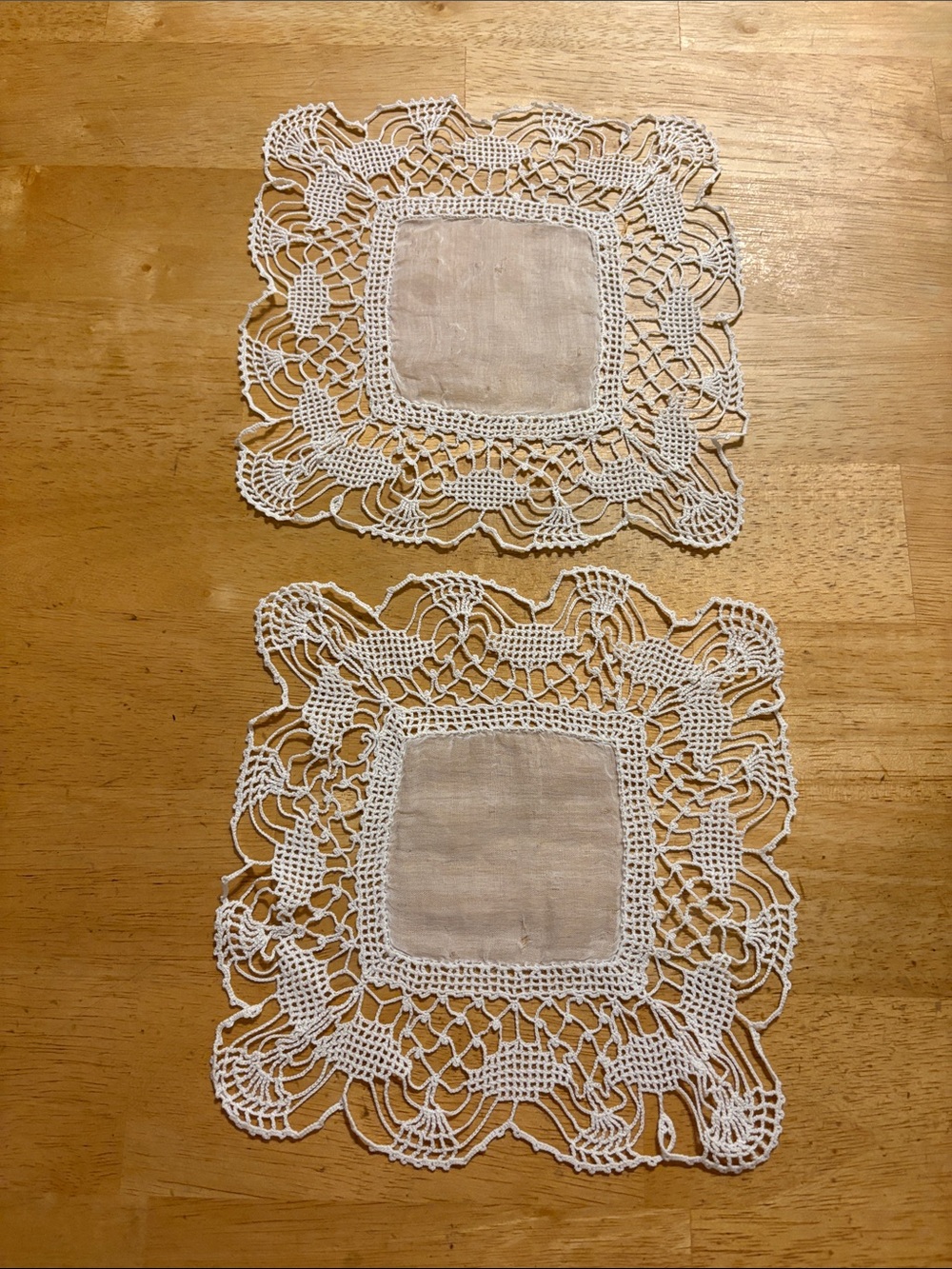 Handmade White Crochet Lace Doilies - Set of 2